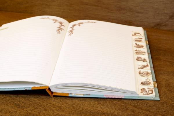 Register im Kochbuch zum Selberschreiben